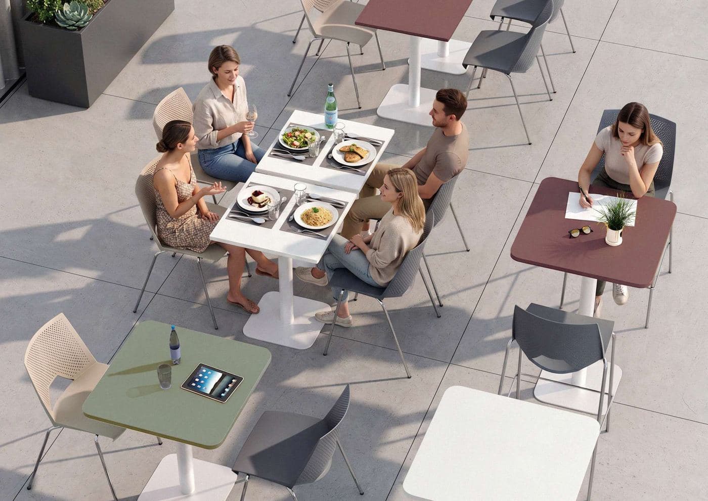Table Pied Carré arrondi
